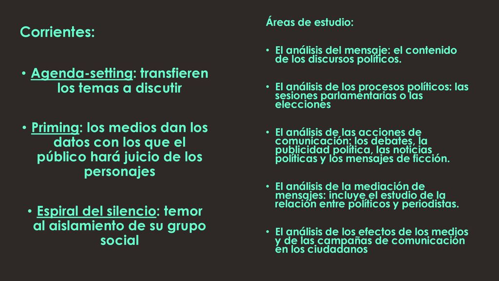 Corrientes: Agenda-setting: transfieren los temas a discutir