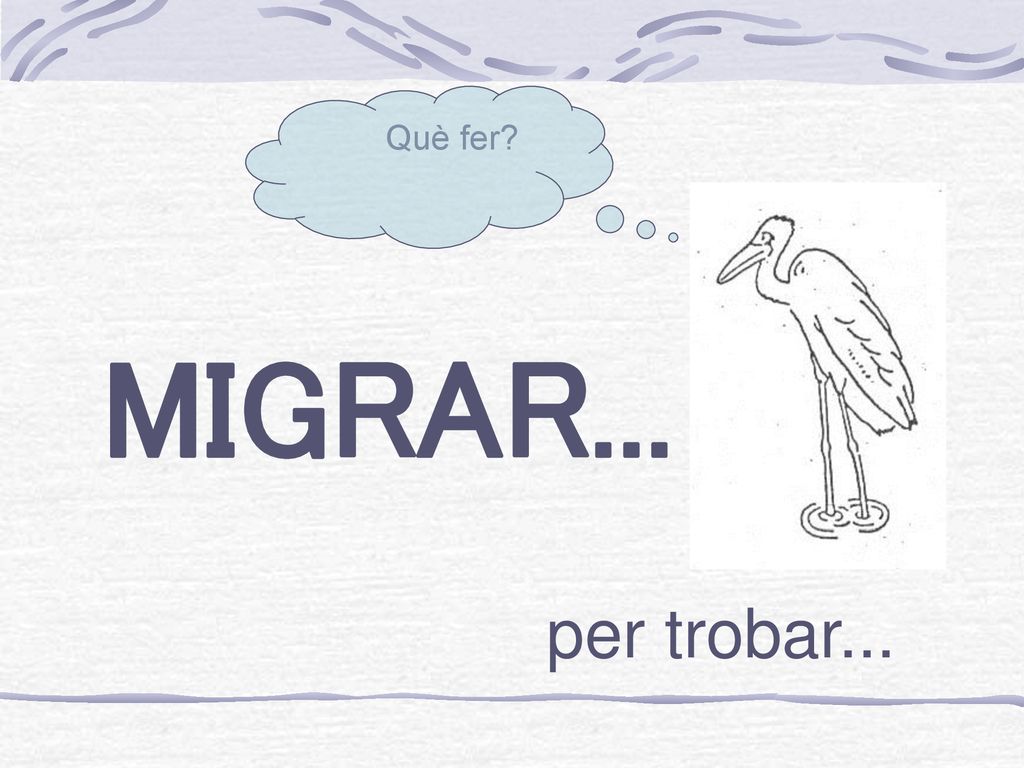 MIGRAR... per trobar... Què fer Relacions entre els elements naturals