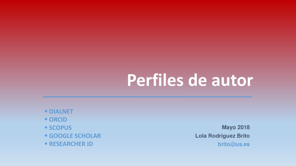 Perfiles de autor DIALNET ORCID SCOPUS GOOGLE SCHOLAR RESEARCHER ID