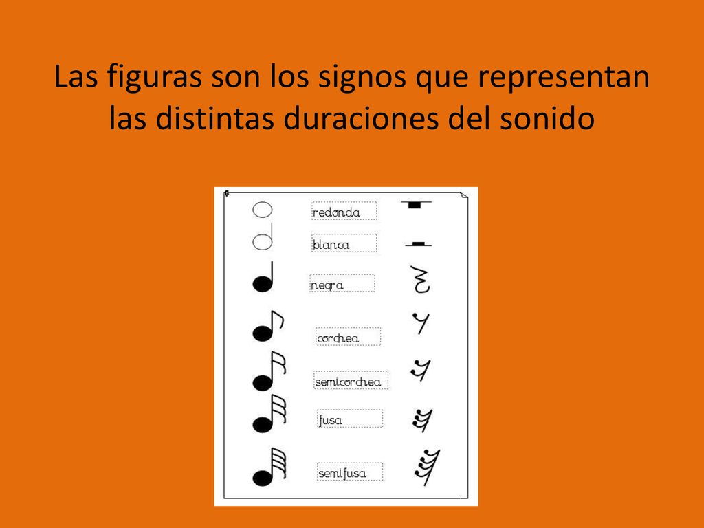 Las figuras son los signos que representan las distintas duraciones del sonido