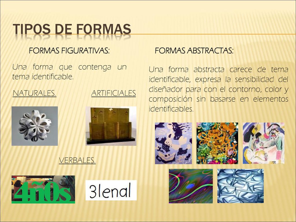 TIPOS DE formas FORMAS FIGURATIVAS: FORMAS ABSTRACTAS: