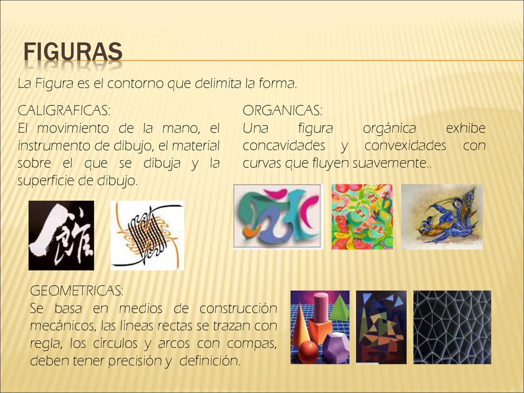 FIGURAS La Figura es el contorno que delimita la forma. CALIGRAFICAS: