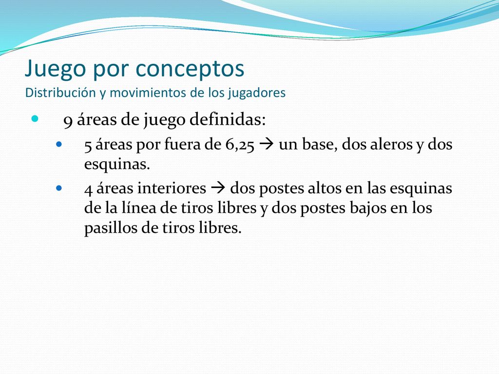 Juego por conceptos Distribución y movimientos de los jugadores
