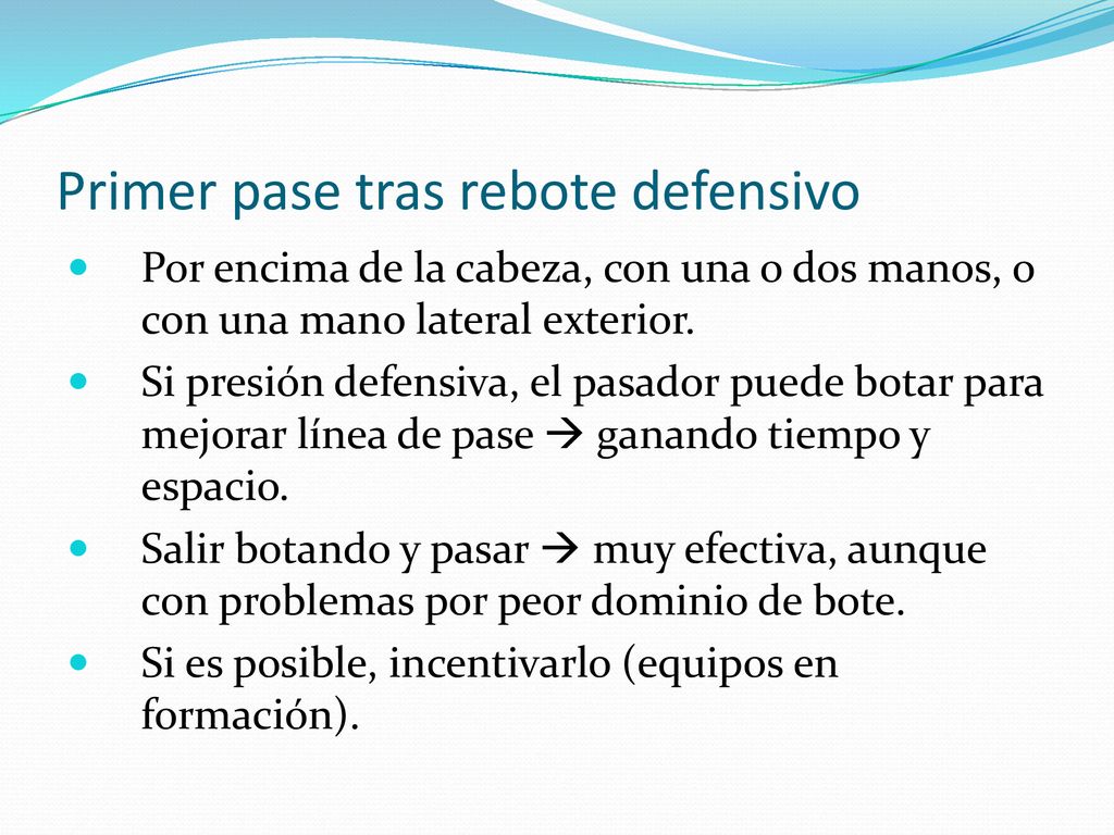 Primer pase tras rebote defensivo