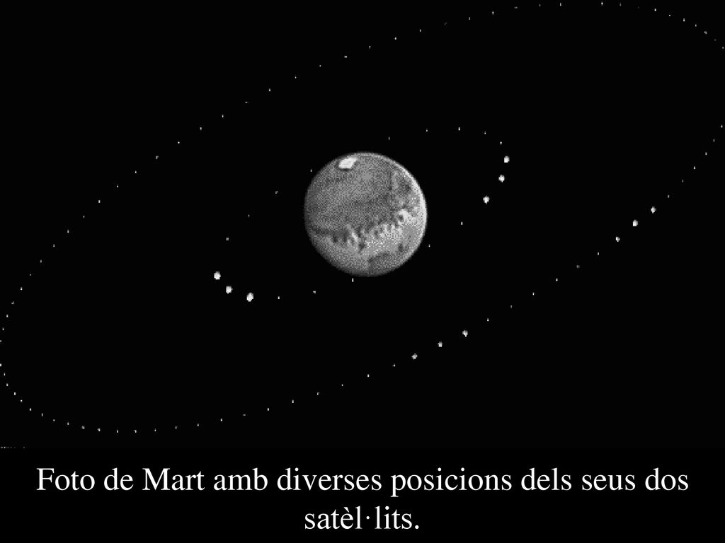 Foto de Mart amb diverses posicions dels seus dos satèl·lits.