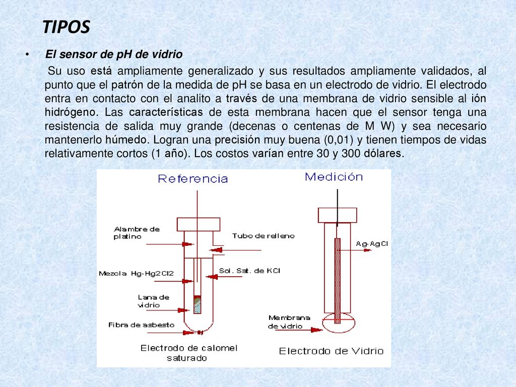 TIPOS El sensor de pH de vidrio