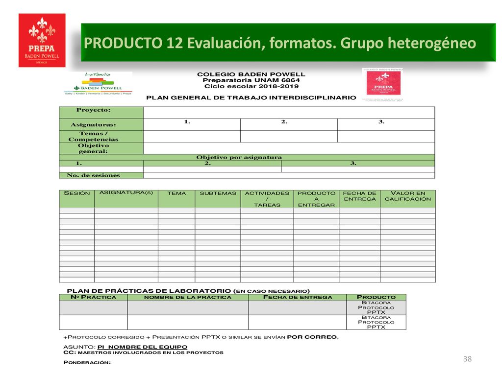 PRODUCTO 12 Evaluación, formatos. Grupo heterogéneo