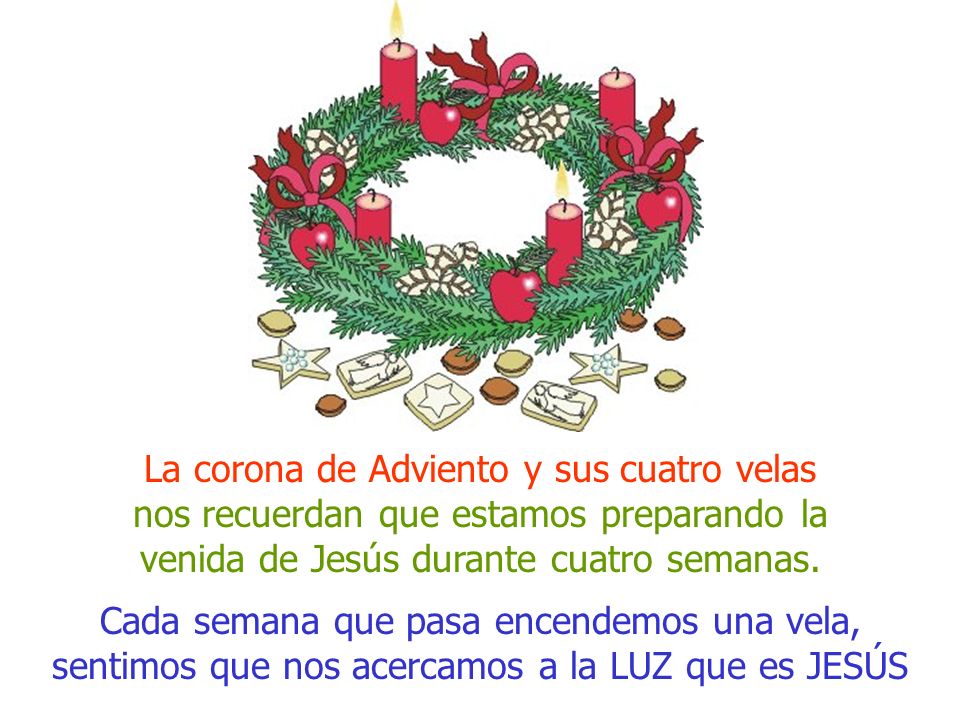La corona de Adviento y sus cuatro velas nos recuerdan que estamos preparando la venida de Jesús durante cuatro semanas.