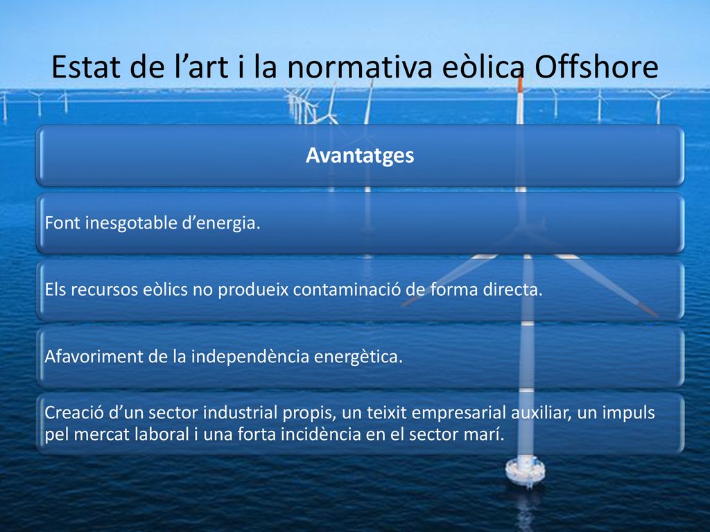 Estat de l’art i la normativa eòlica Offshore