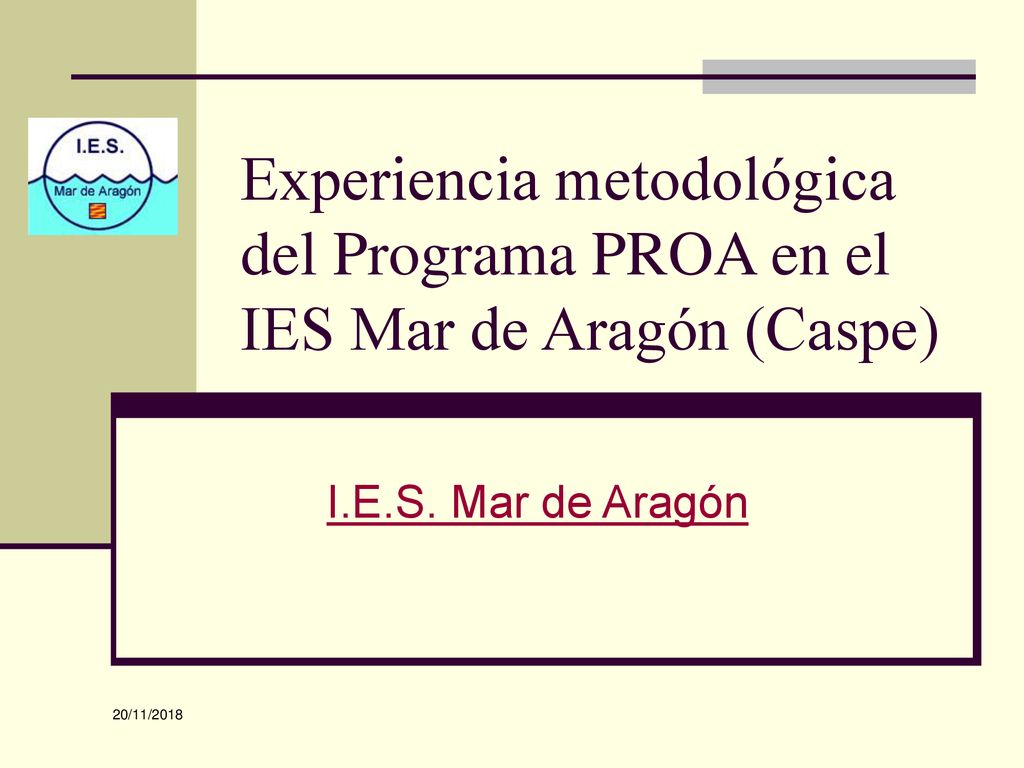 Experiencia metodológica del Programa PROA en el IES Mar de Aragón (Caspe)