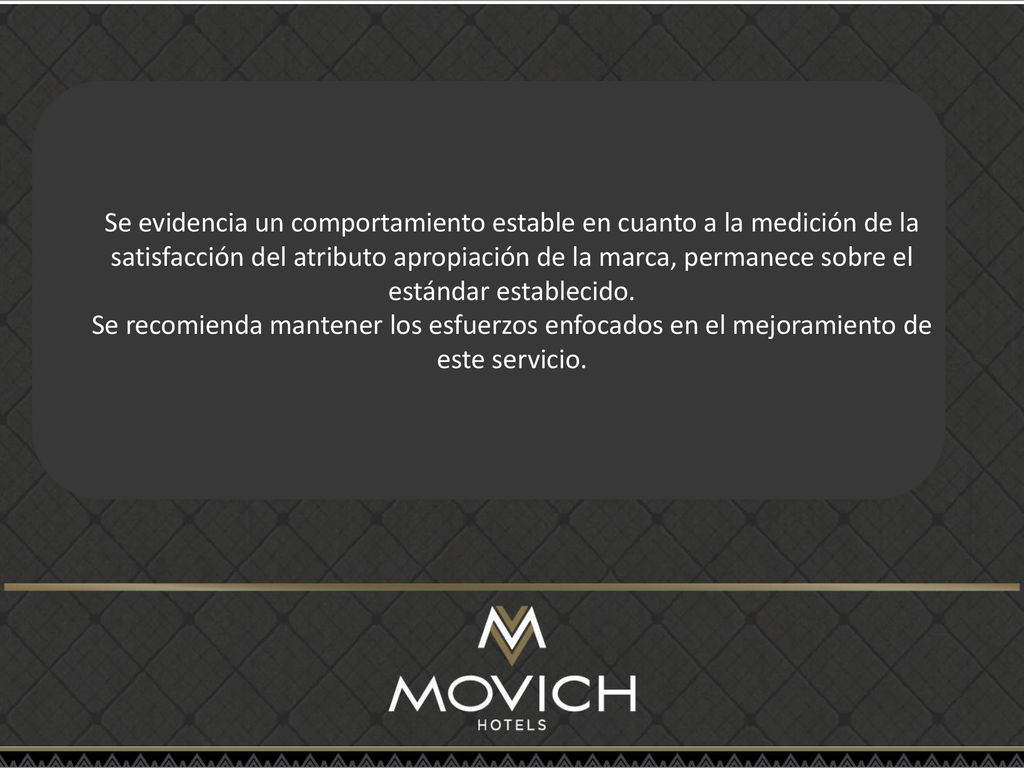 Se evidencia un comportamiento estable en cuanto a la medición de la satisfacción del atributo apropiación de la marca, permanece sobre el estándar establecido.