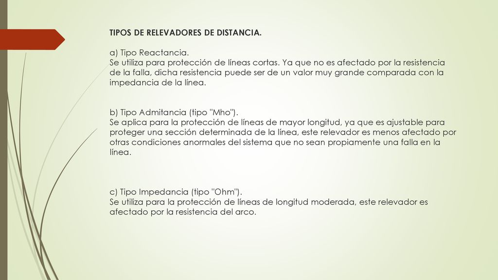 TIPOS DE RELEVADORES DE DISTANCIA. a) Tipo Reactancia