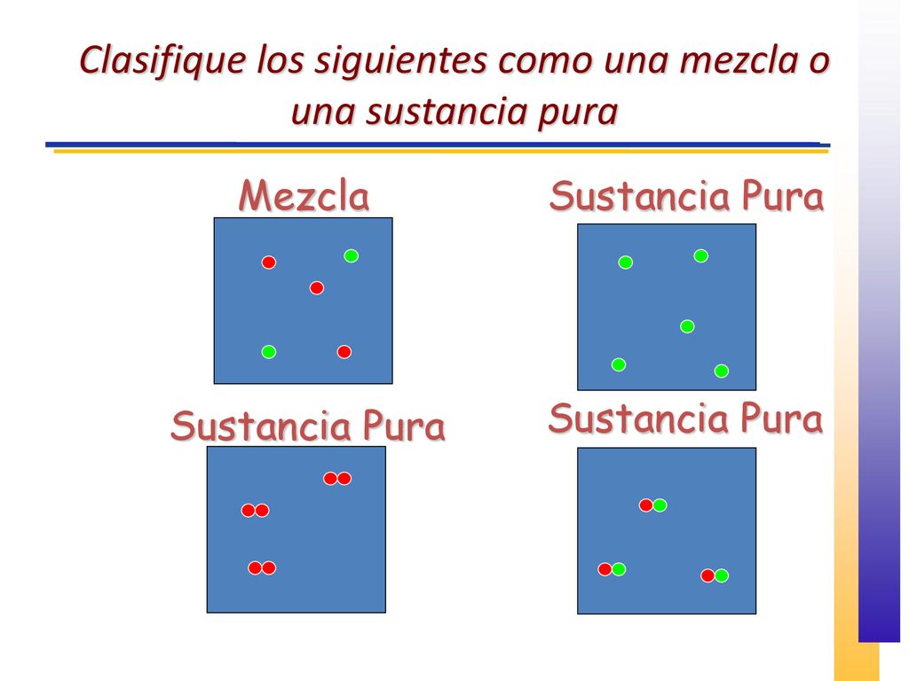 Clasifique los siguientes como una mezcla o una sustancia pura