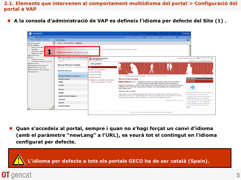2.1. Elements que intervenen al comportament multiidioma del portal > Configuració del portal a VAP