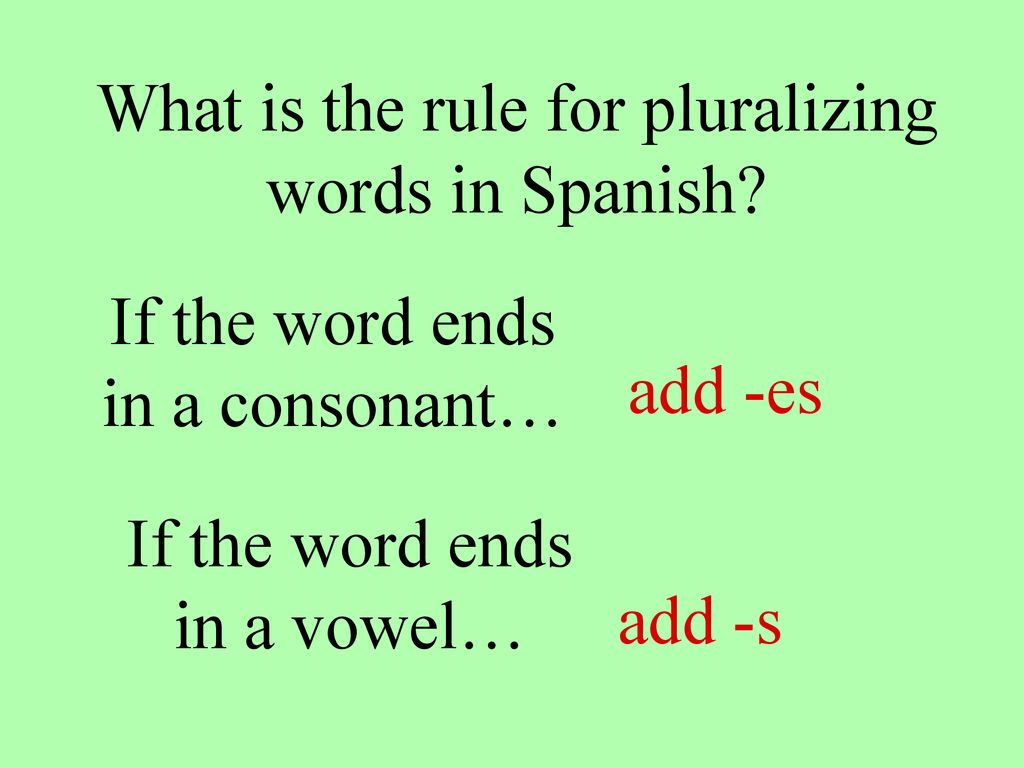 What is the rule for pluralizing words in Spanish