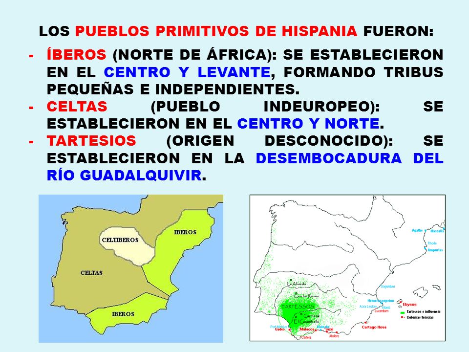 LOS PUEBLOS PRIMITIVOS DE HISPANIA FUERON: