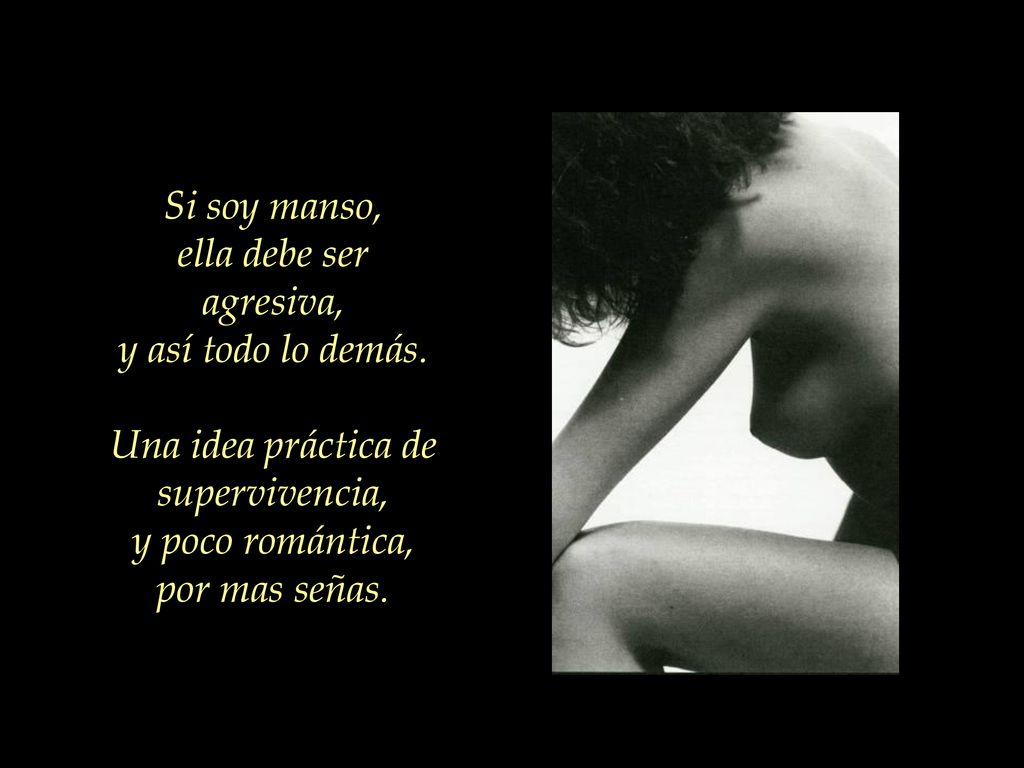 Si soy manso, ella debe ser agresiva, y así todo lo demás