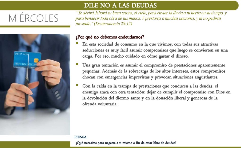 DILE NO A LAS DEUDAS ¿Por qué no debemos endeudarnos