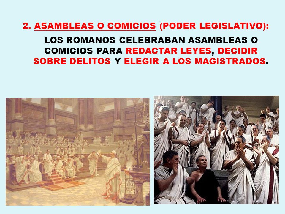 2. ASAMBLEAS O COMICIOS (PODER LEGISLATIVO):
