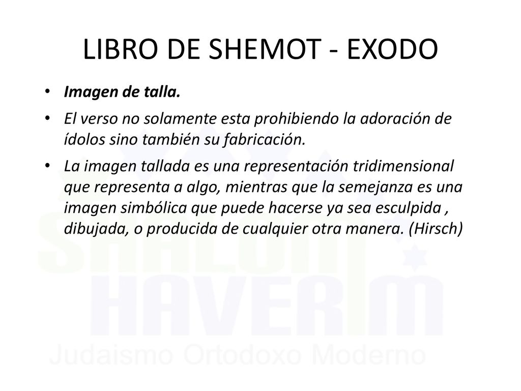 LIBRO DE SHEMOT - EXODO Imagen de talla.