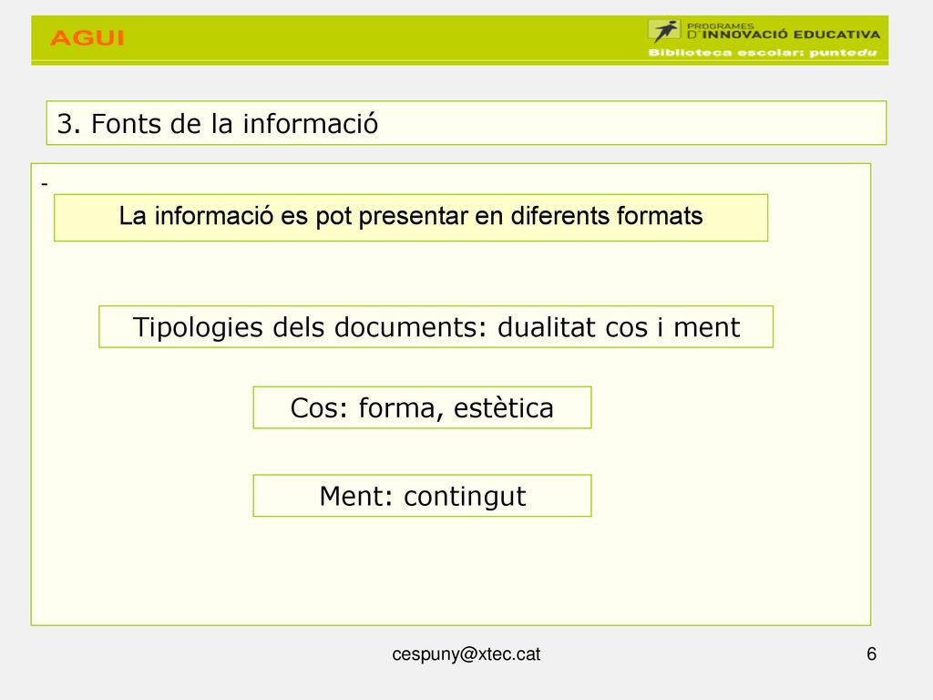 La informació es pot presentar en diferents formats