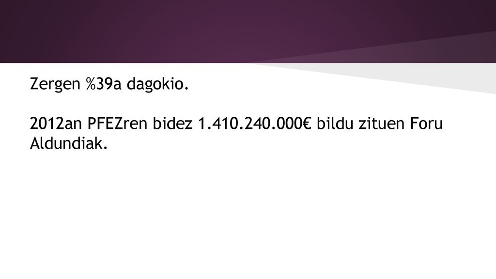 Zergen %39a dagokio. 2012an PFEZren bidez € bildu zituen Foru Aldundiak.