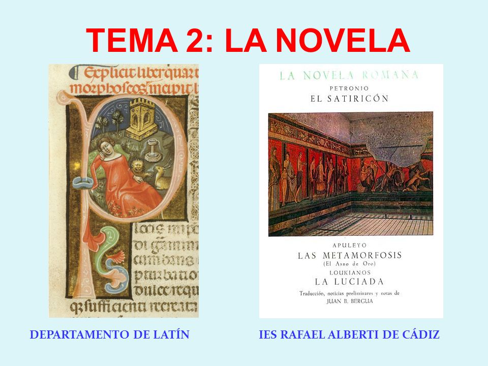 TEMA 2: LA NOVELA DEPARTAMENTO DE LATÍN IES RAFAEL ALBERTI DE CÁDIZ