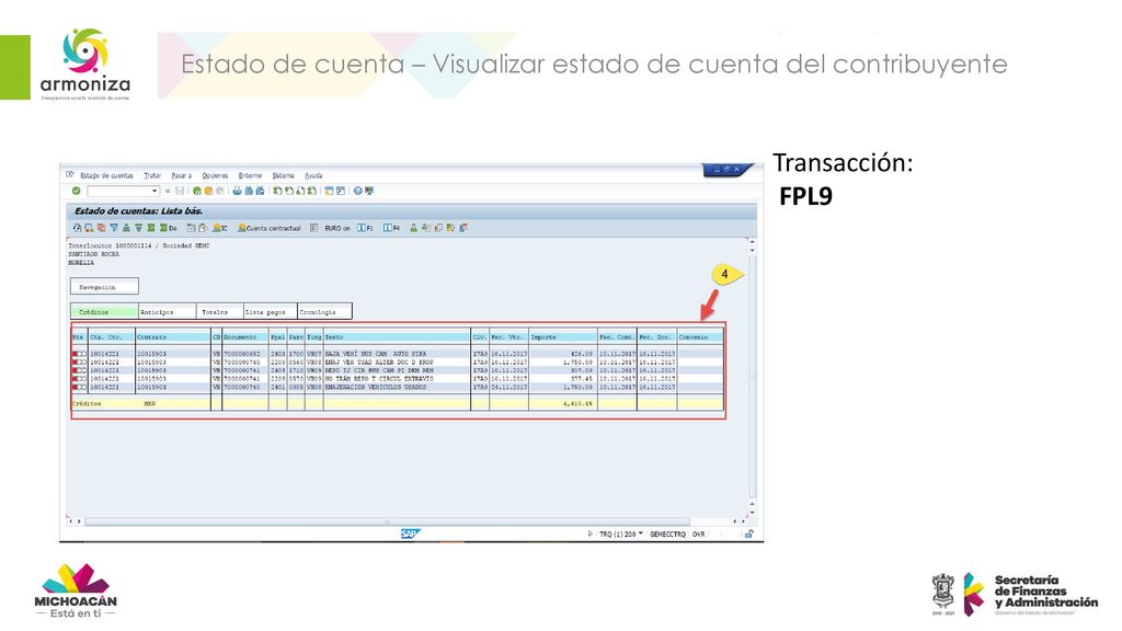 Estado de cuenta – Visualizar estado de cuenta del contribuyente