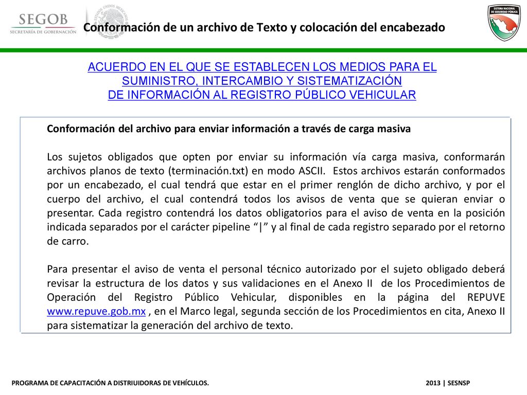 Conformación de un archivo de Texto y colocación del encabezado