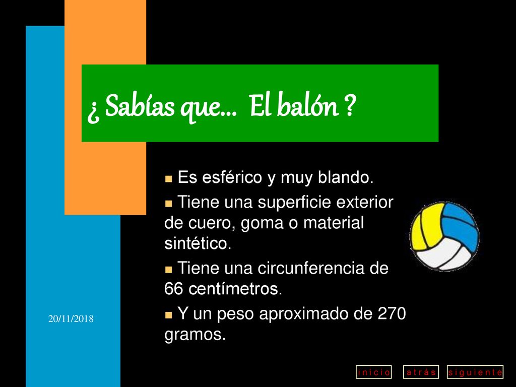 ¿ Sabías que... El balón Es esférico y muy blando.