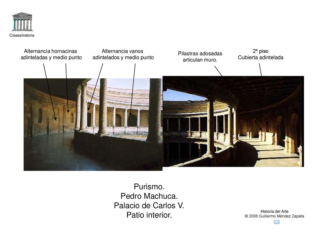 Purismo. Pedro Machuca. Palacio de Carlos V. Patio interior.