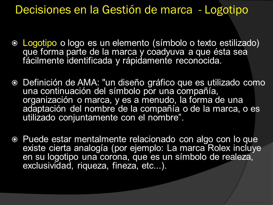 Decisiones en la Gestión de marca - Logotipo