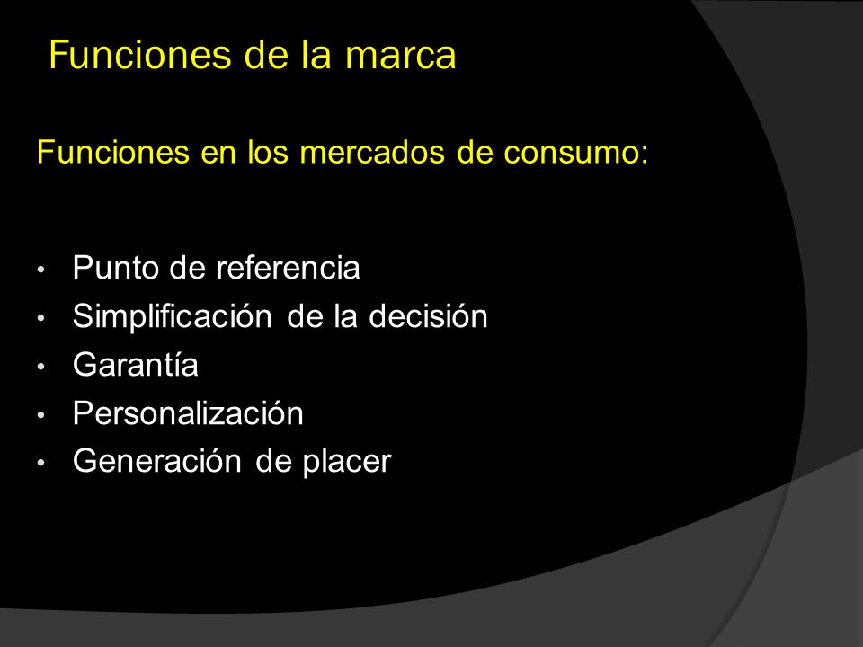 Funciones de la marca Funciones en los mercados de consumo: