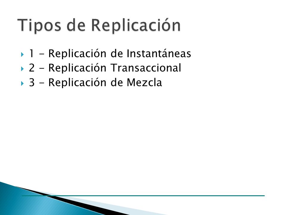 Tipos de Replicación 1 - Replicación de Instantáneas