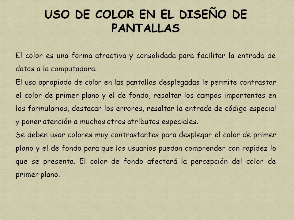 USO DE COLOR EN EL DISEÑO DE PANTALLAS