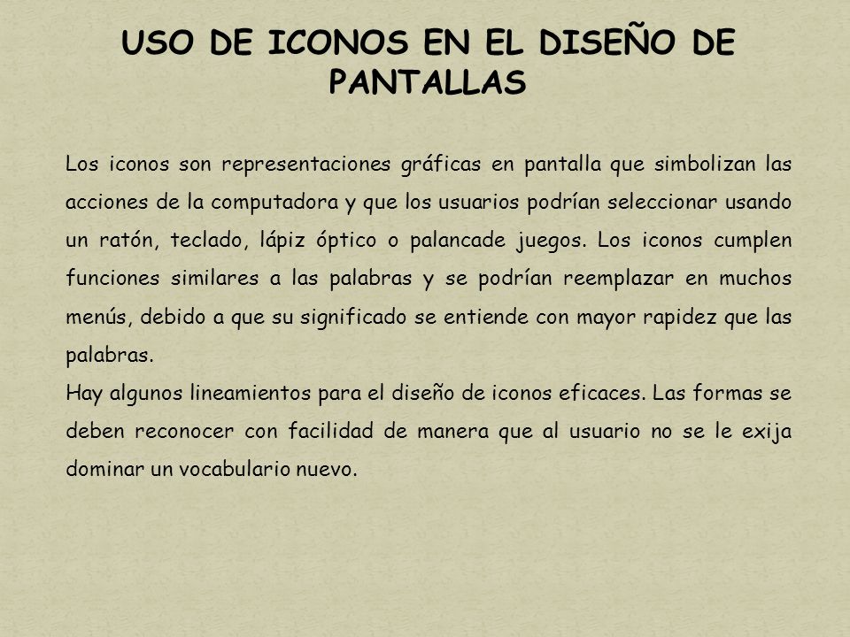 USO DE ICONOS EN EL DISEÑO DE PANTALLAS