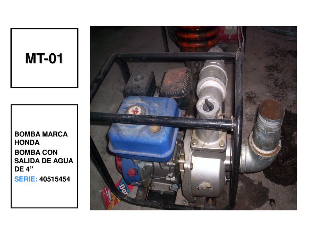 BOMBA MARCA HONDA BOMBA CON SALIDA DE AGUA DE 4’’ SERIE: