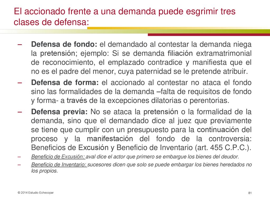El accionado frente a una demanda puede esgrimir tres clases de defensa: