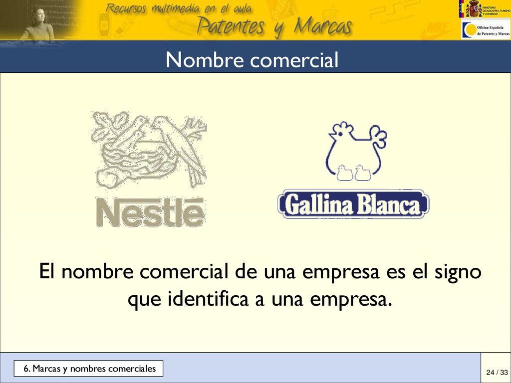 Nombre comercial El nombre comercial de una empresa es el signo que identifica a una empresa.