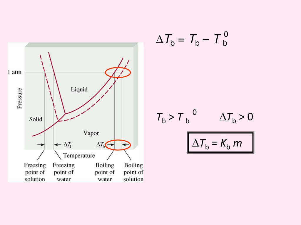 DTb = Tb – T b Tb > T b DTb > 0 DTb = Kb m