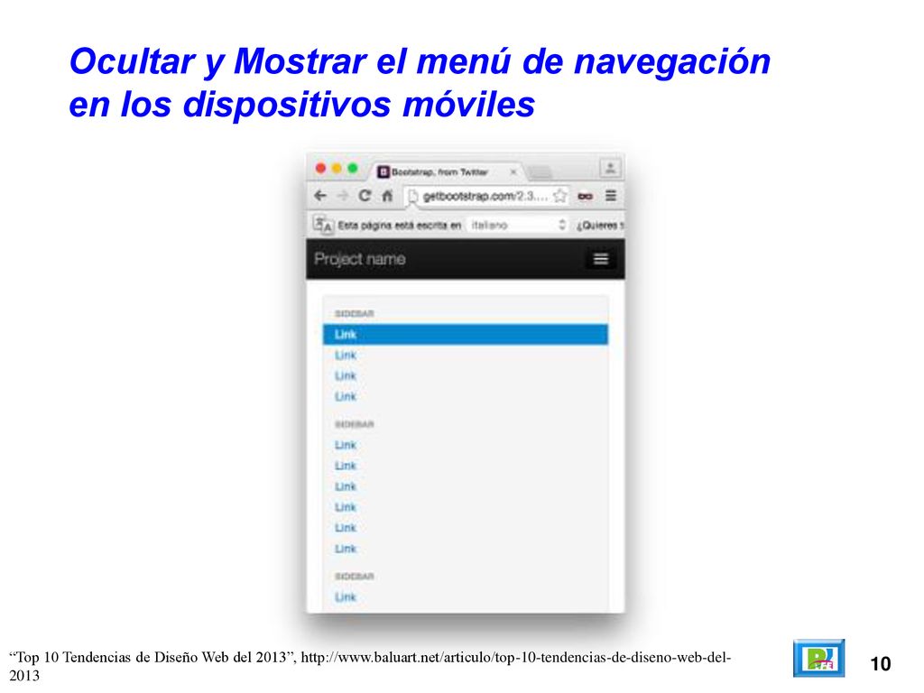 Ocultar y Mostrar el menú de navegación en los dispositivos móviles