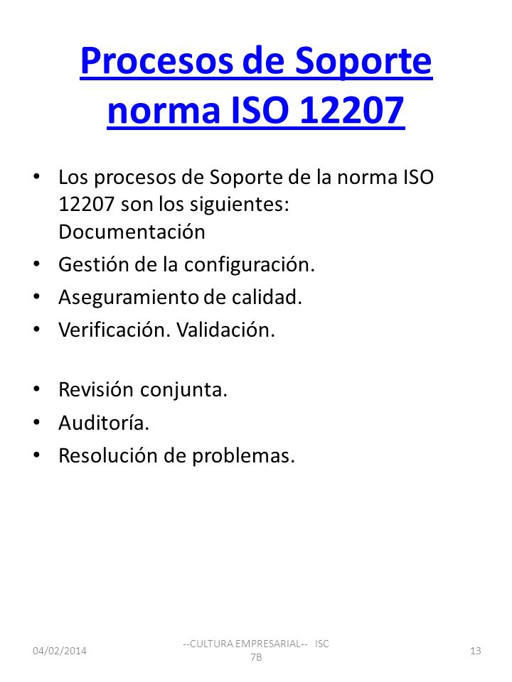 Procesos de Soporte norma ISO 12207