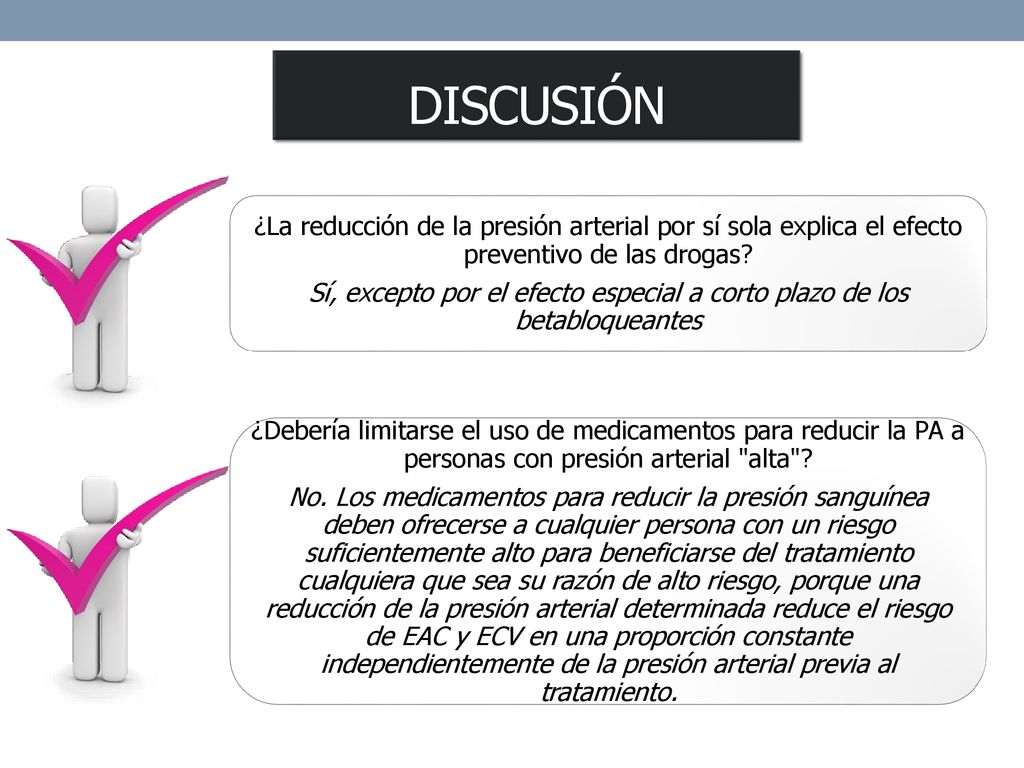 discusión ¿La reducción de la presión arterial por sí sola explica el efecto preventivo de las drogas