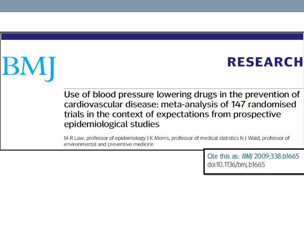 El uso de medicamentos para reducir la presión arterial en la prevención de enfermedad cardiovascular: metaanálisis de 147 ensayos aleatorizados en el contexto de las expectativas de estudios epidemiológicos prospectivos