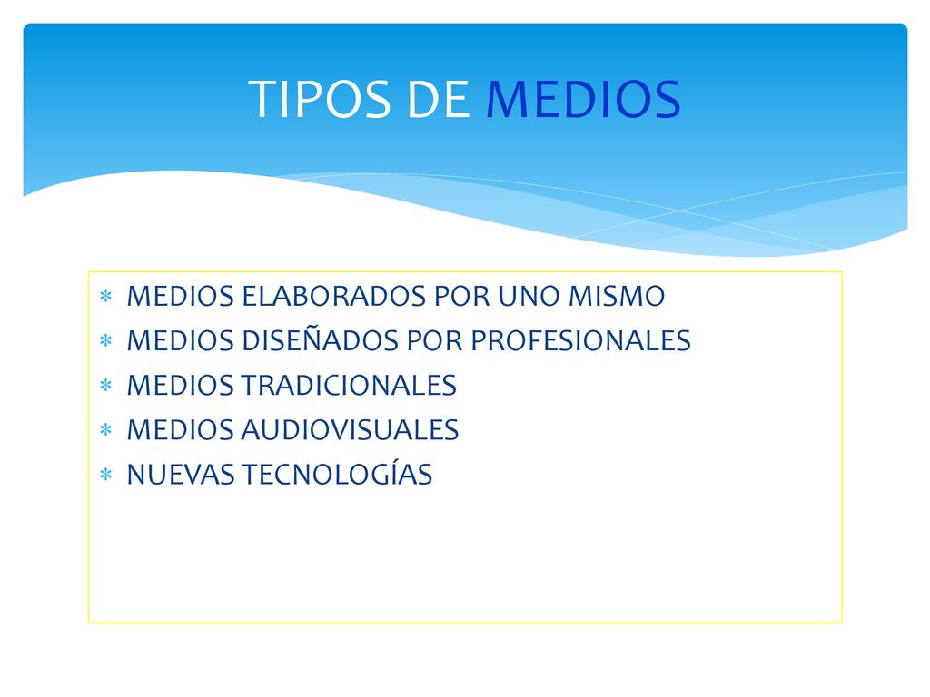 TIPOS DE MEDIOS MEDIOS ELABORADOS POR UNO MISMO