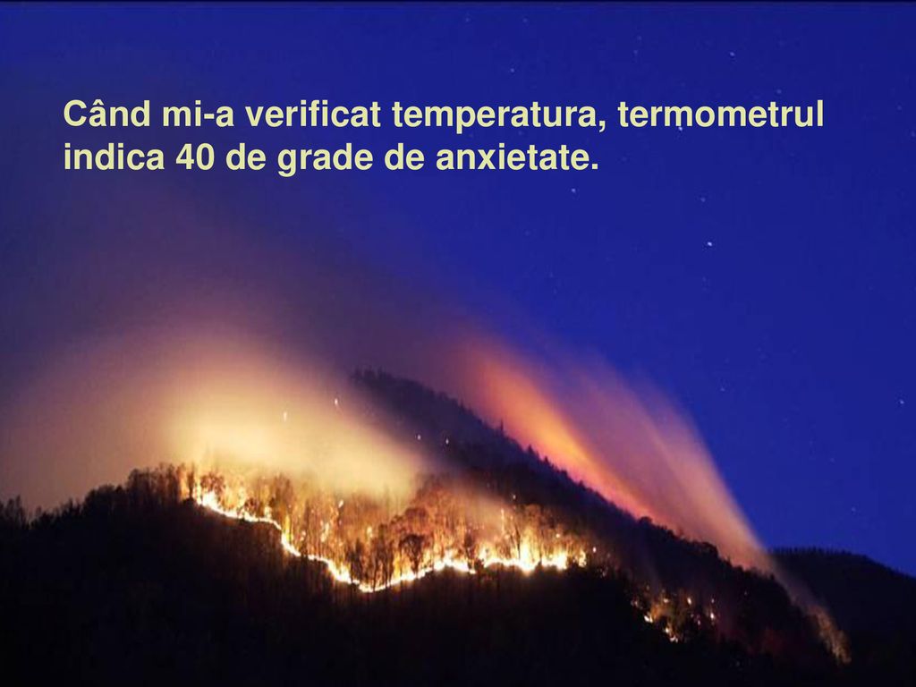 Când mi-a verificat temperatura, termometrul indica 40 de grade de anxietate.