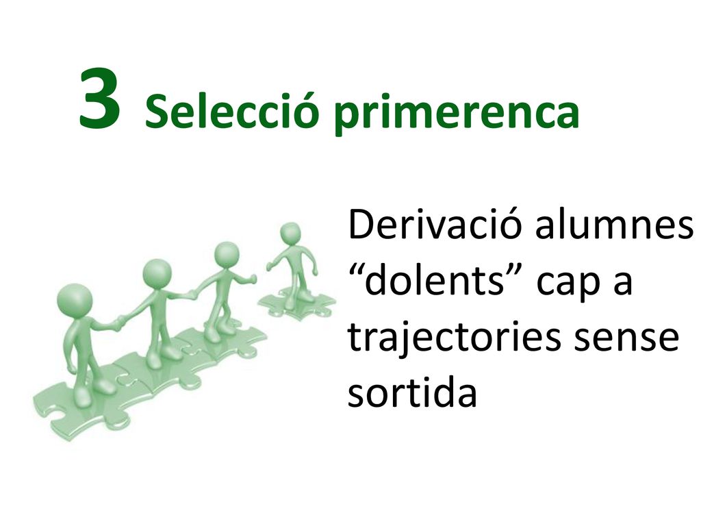 3 Selecció primerenca Derivació alumnes dolents cap a trajectories sense sortida