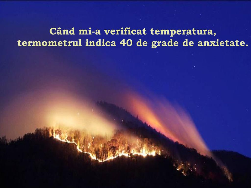 Când mi-a verificat temperatura, termometrul indica 40 de grade de anxietate.