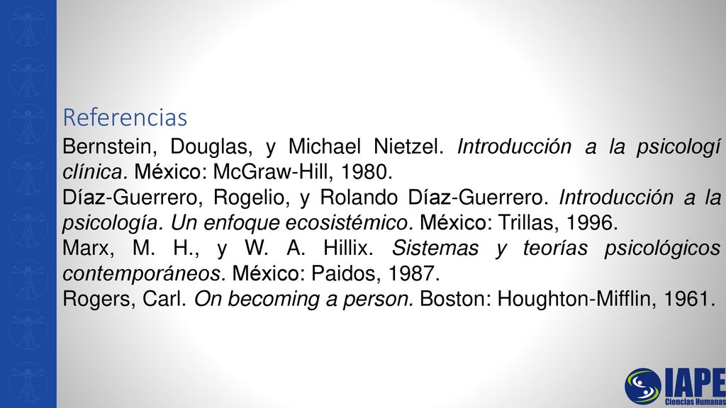 Referencias Bernstein, Douglas, y Michael Nietzel. Introducción a la psicologí clínica. México: McGraw-Hill,