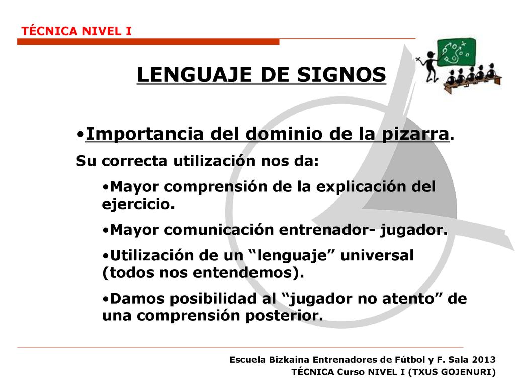 LENGUAJE DE SIGNOS Importancia del dominio de la pizarra.